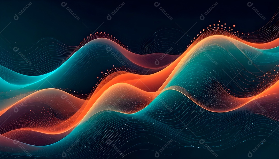 Ponto de ponto abstrato conecta-se com linha de gradiente e design de linha de onda intrincada estética rede social de internacionalização ou conceito de tecnologia de conexão de big data de negócios