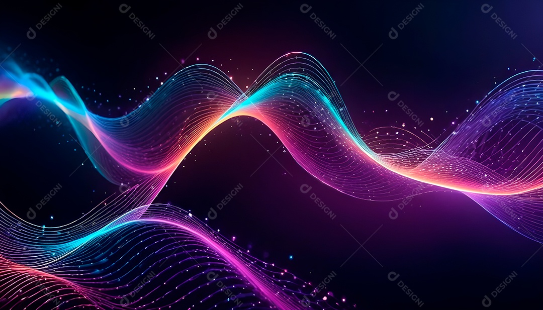 Ponto de ponto abstrato conecta-se com linha de gradiente e design de linha de onda intrincada estética rede social de internacionalização ou conceito de tecnologia de conexão de big data de negócios