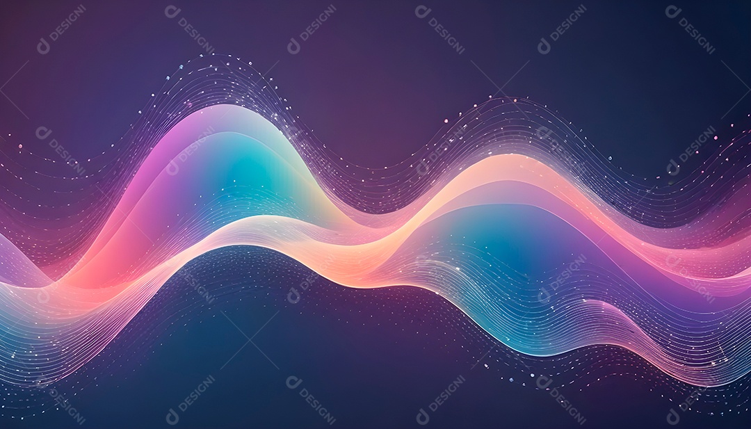 Ponto de ponto abstrato conecta-se com linha de gradiente e design de linha de onda intrincada estética rede social de internacionalização ou conceito de tecnologia de conexão de big data de negócios