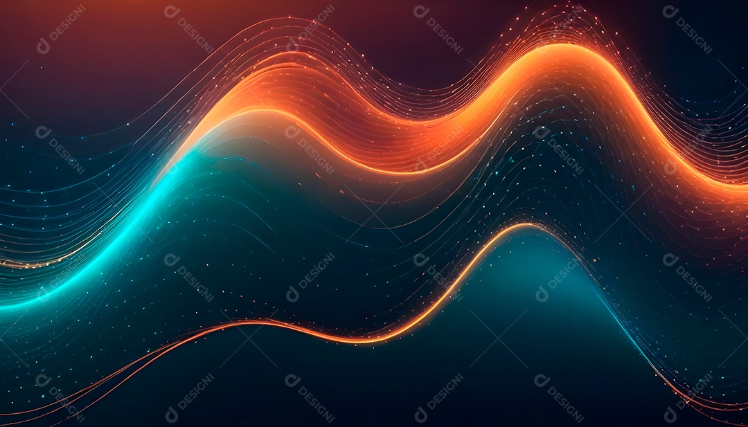 Ponto de ponto abstrato conecta-se com linha de gradiente e design de linha de onda intrincada estética rede social de internacionalização ou conceito de tecnologia de conexão de big data de negócios