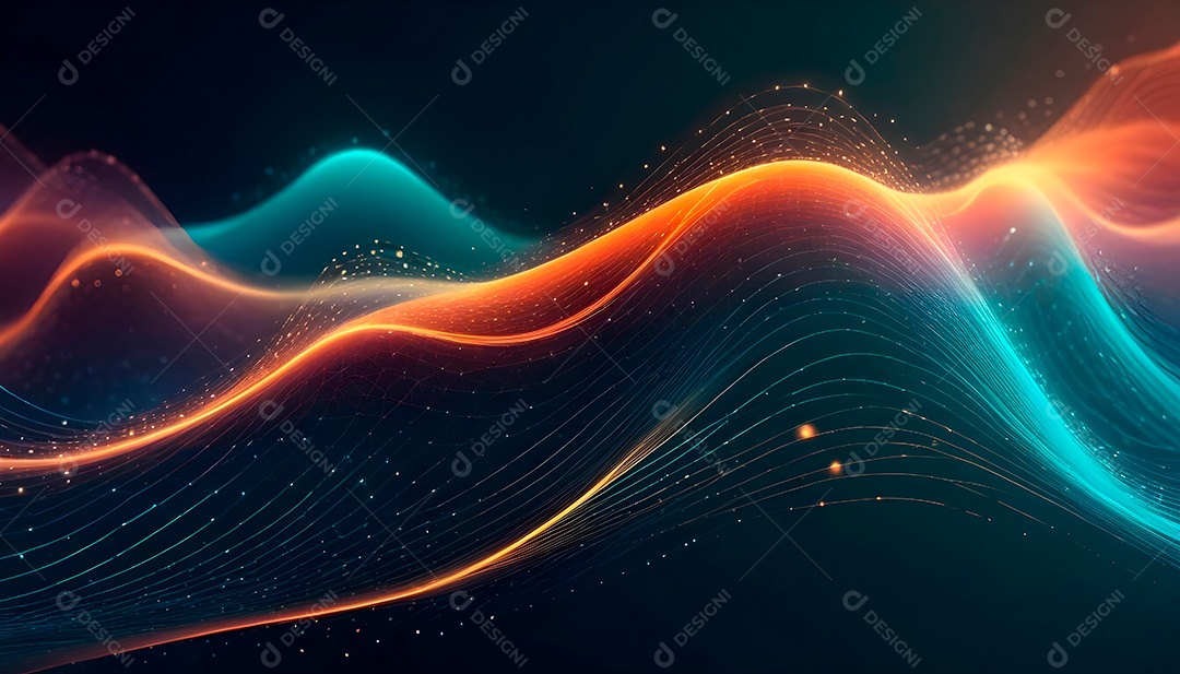 Ponto de ponto abstrato conecta-se com linha de gradiente e design de linha de onda intrincada estética rede social de internacionalização ou conceito de tecnologia de conexão de big data de negócios