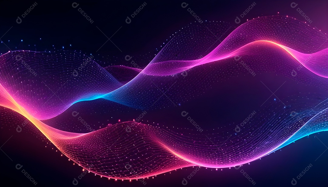 Ponto de ponto abstrato conecta-se com linha de gradiente e design de linha de onda intrincada estética rede social de internacionalização ou conceito de tecnologia de conexão de big data de negócios