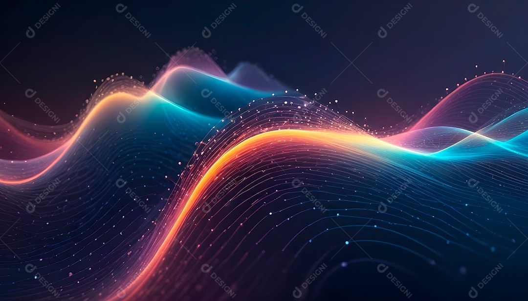 Ponto de ponto abstrato conecta-se com linha de gradiente e design de linha de onda intrincada estética rede social de internacionalização ou conceito de tecnologia de conexão de big data de negócios