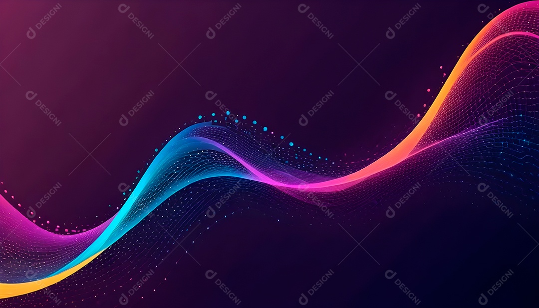 Ponto de ponto abstrato conecta-se com linha de gradiente e design de linha de onda intrincada estética rede social de internacionalização ou conceito de tecnologia de conexão de big data de negócios