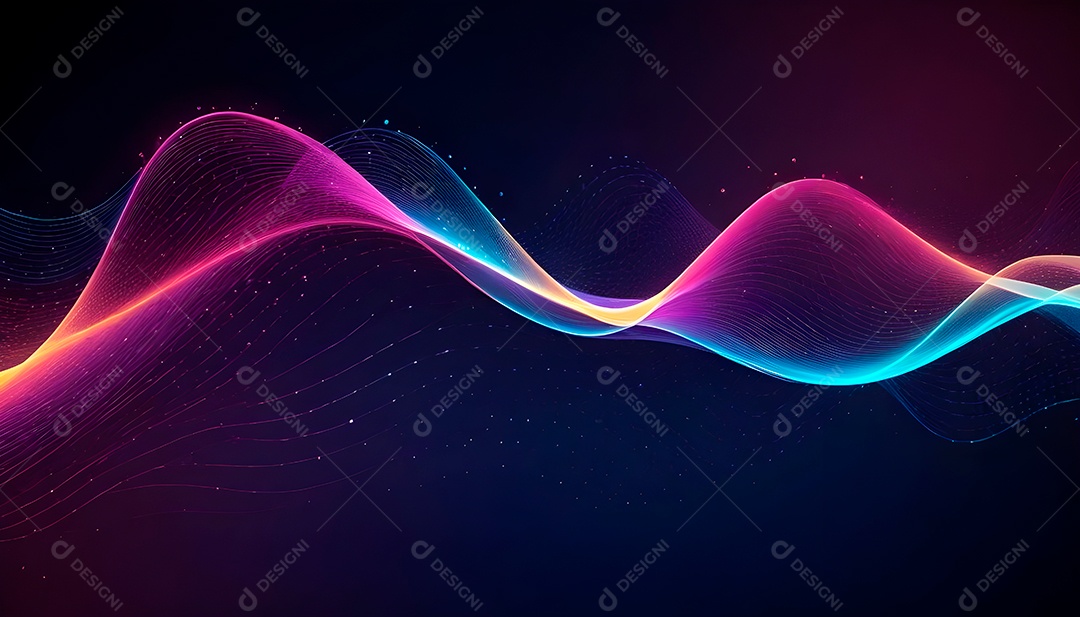 Ponto de ponto abstrato conecta-se com linha de gradiente e design de linha de onda intrincada estética rede social de internacionalização ou conceito de tecnologia de conexão de big data de negócios