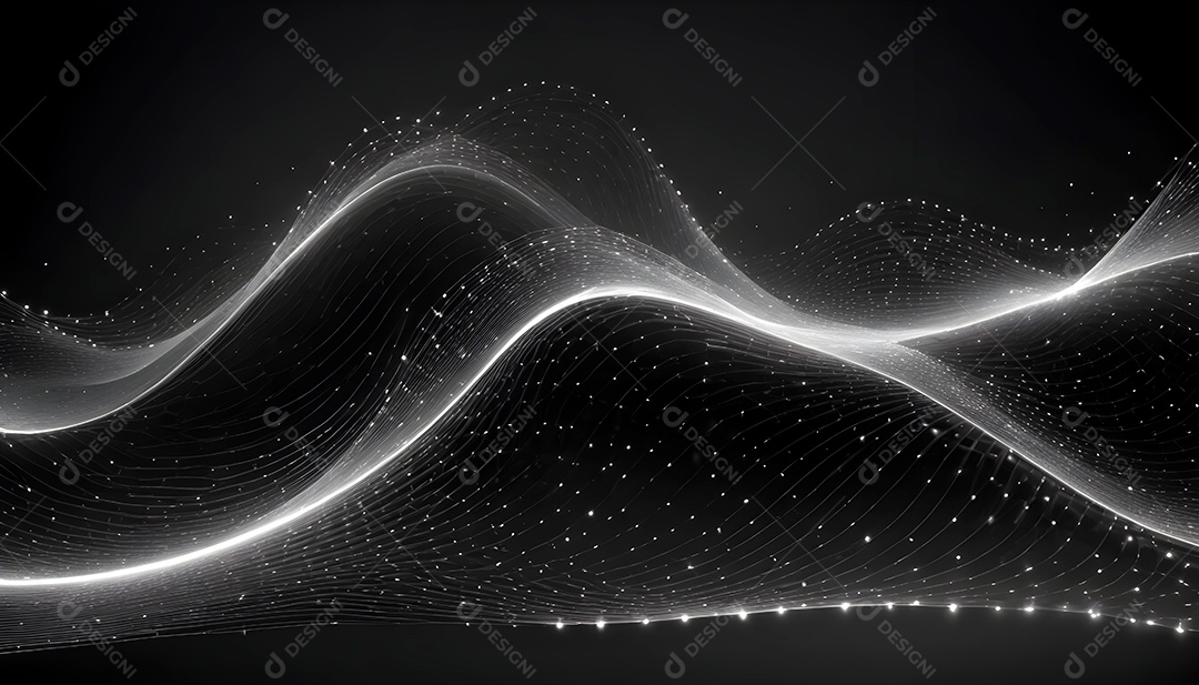 Ponto de ponto abstrato conecta-se com linha de gradiente e design de linha de onda intrincada estética rede social de internacionalização ou conceito de tecnologia de conexão de big data de negócios