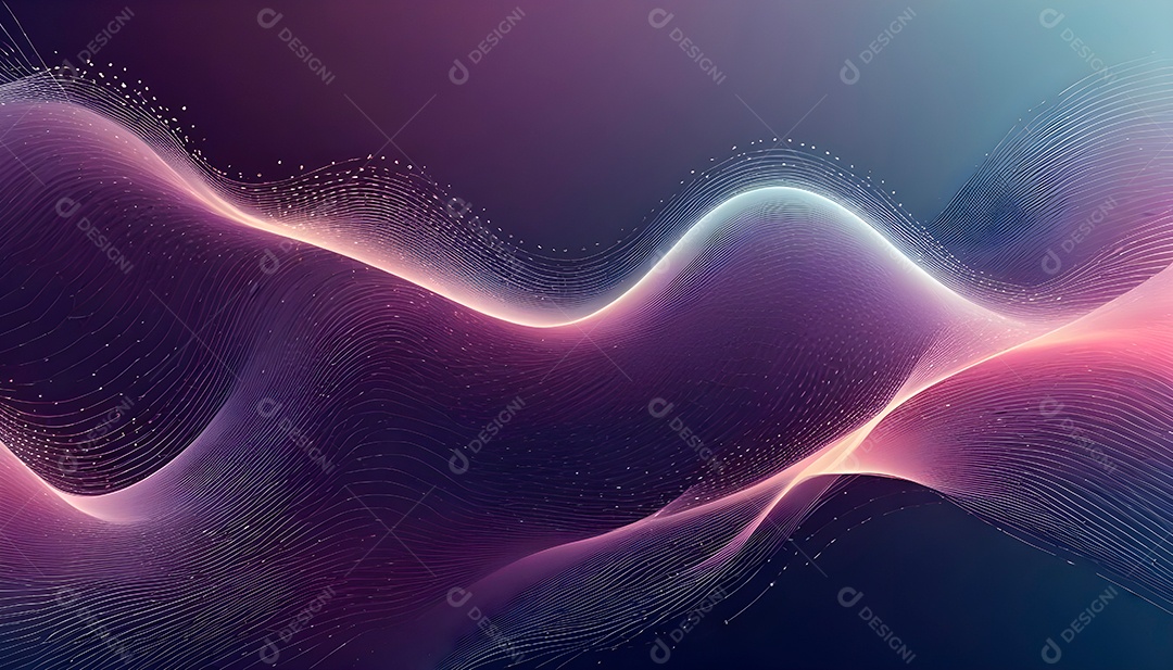 Ponto de ponto abstrato conecta-se com linha de gradiente e design de linha de onda intrincada estética rede social de internacionalização ou conceito de tecnologia de conexão de big data de negócios