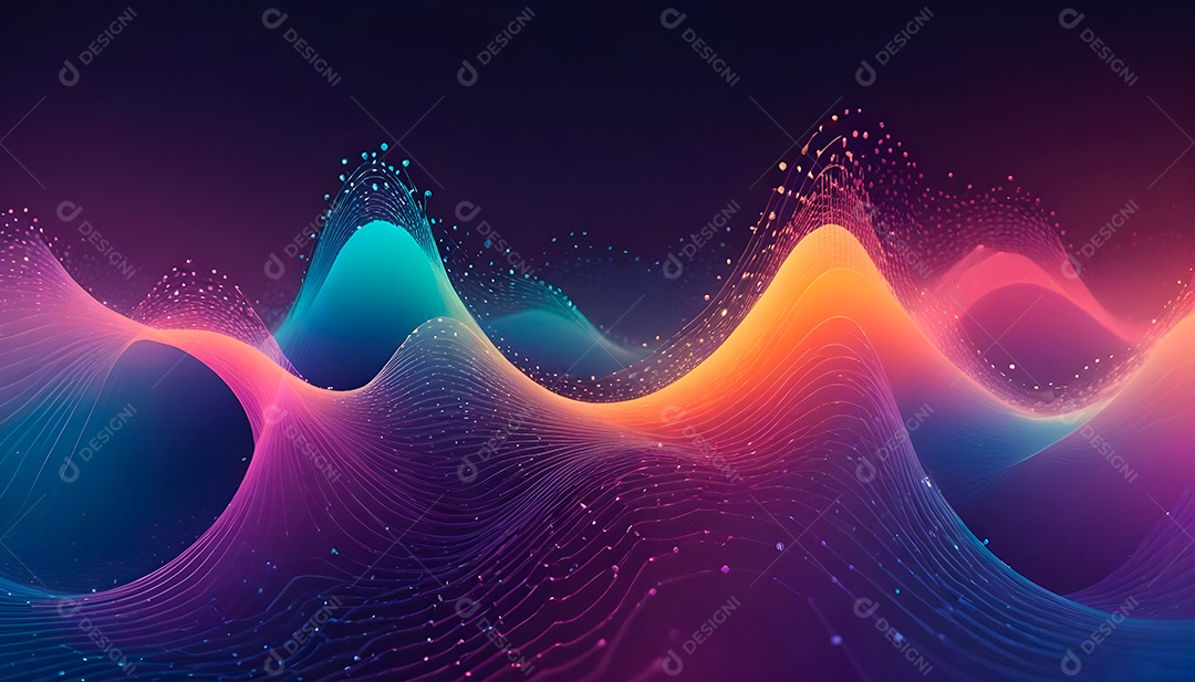 Ponto de ponto abstrato conecta-se com linha de gradiente e design de linha de onda intrincada estética rede social de internacionalização ou conceito de tecnologia de conexão de big data de negócios