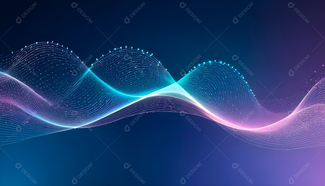 Ponto de ponto abstrato conecta-se com linha de gradiente e design de linha de onda intrincada estética rede social de internacionalização ou conceito de tecnologia de conexão de big data de negócios