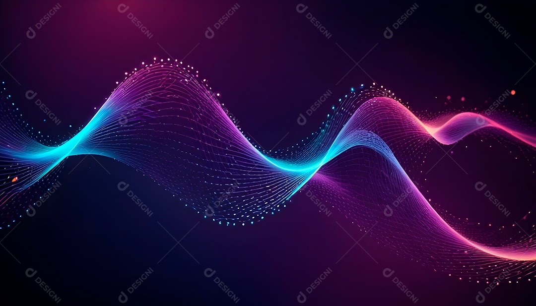 Ponto de ponto abstrato conecta-se com linha de gradiente e design de linha de onda intrincada estética rede social de internacionalização ou conceito de tecnologia de conexão de big data de negócios