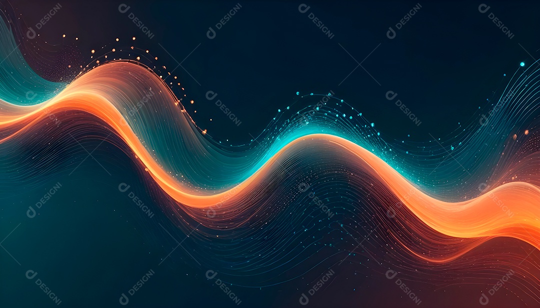 Ponto de ponto abstrato conecta-se com linha de gradiente e design de linha de onda intrincada estética rede social de internacionalização ou conceito de tecnologia de conexão de big data de negócios