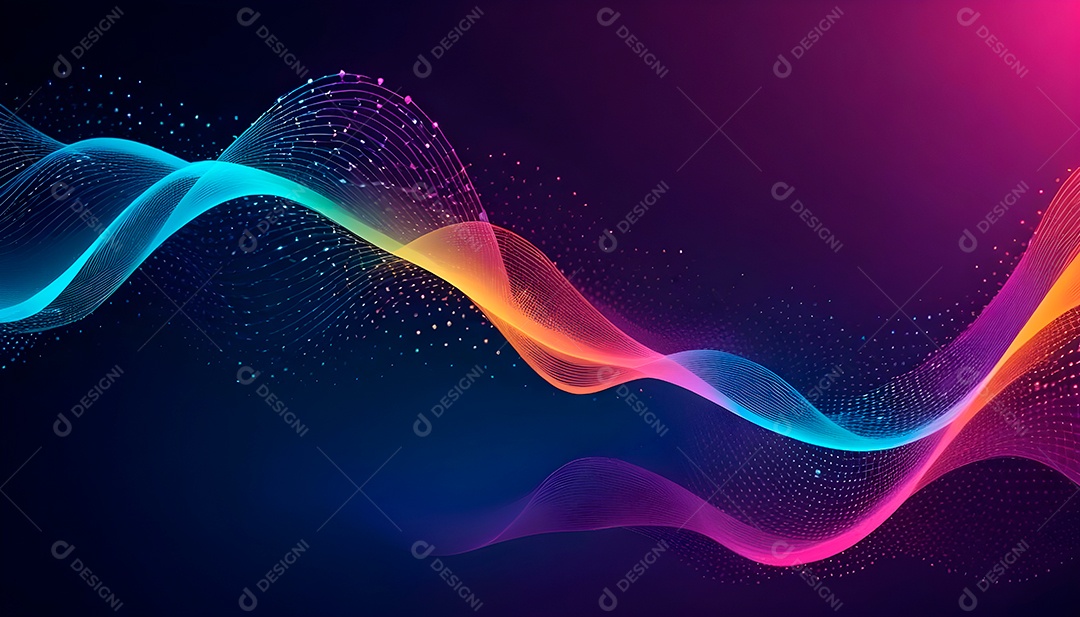 Ponto de ponto abstrato conecta-se com linha de gradiente e design de linha de onda intrincada estética rede social de internacionalização ou conceito de tecnologia de conexão de big data de negócios