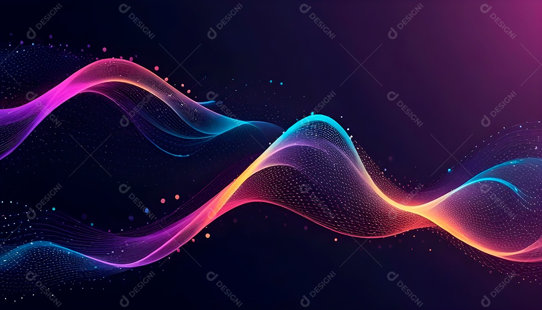 Ponto de ponto abstrato conecta-se com linha de gradiente e design de linha de onda intrincada estética rede social de internacionalização ou conceito de tecnologia de conexão de big data de negócios