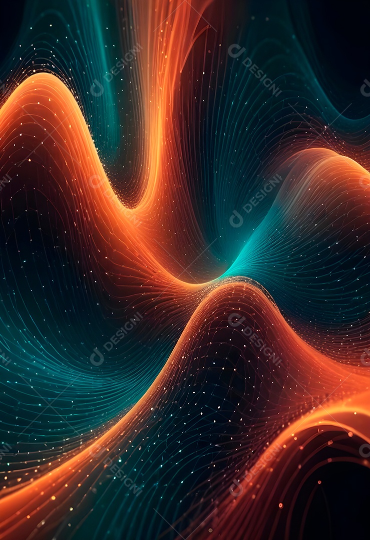 Ponto de ponto abstrato conecta-se com linha de gradiente e design de linha de onda intrincada estética rede social de internacionalização ou conceito de tecnologia de conexão de big data de negócios