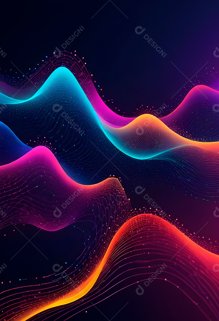 Ponto de ponto abstrato conecta-se com linha de gradiente e design de linha de onda intrincada estética rede social de internacionalização ou conceito de tecnologia de conexão de big data de negócios