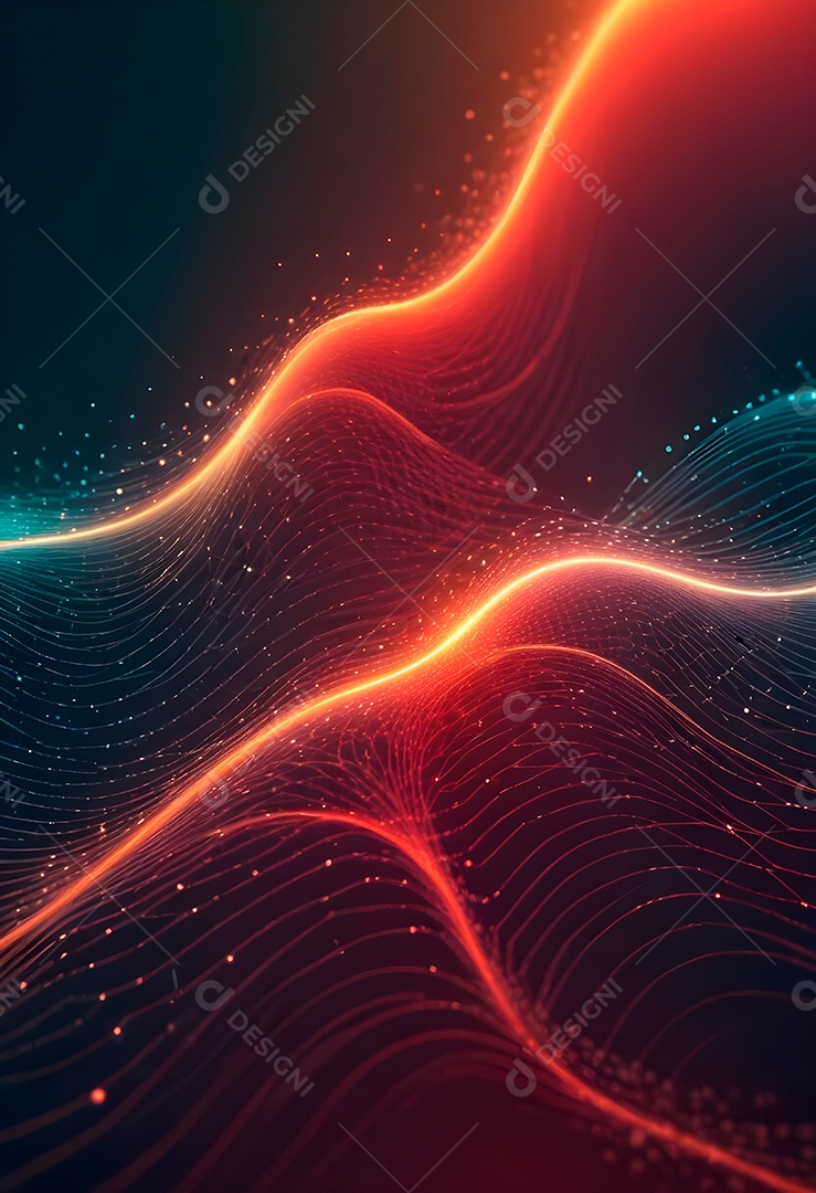 Ponto de ponto abstrato conecta-se com linha de gradiente e design de linha de onda intrincada estética rede social de internacionalização ou conceito de tecnologia de conexão de big data de negócios