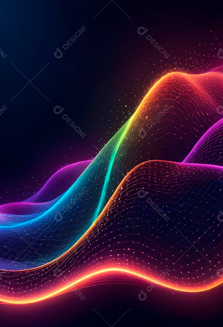 Ponto de ponto abstrato conecta-se com linha de gradiente e design de linha de onda intrincada estética rede social de internacionalização ou conceito de tecnologia de conexão de big data de negócios