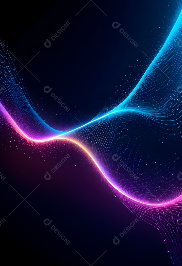 Ponto de ponto abstrato conecta-se com linha de gradiente e design de linha de onda intrincada estética rede social de internacionalização ou conceito de tecnologia de conexão de big data de negócios