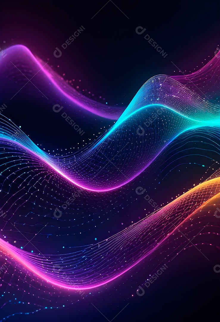 Ponto de ponto abstrato conecta-se com linha de gradiente e design de linha de onda intrincada estética rede social de internacionalização ou conceito de tecnologia de conexão de big data de negócios