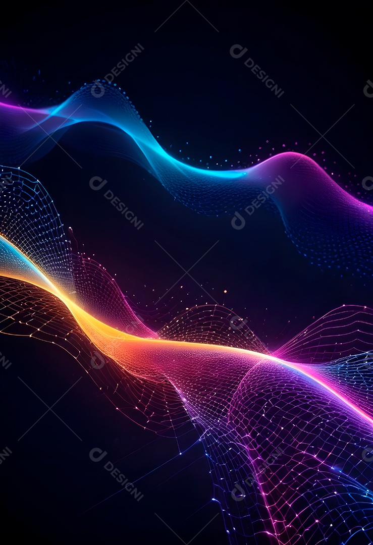 Ponto de ponto abstrato conecta-se com linha de gradiente e design de linha de onda intrincada estética rede social de internacionalização ou conceito de tecnologia de conexão de big data de negócios