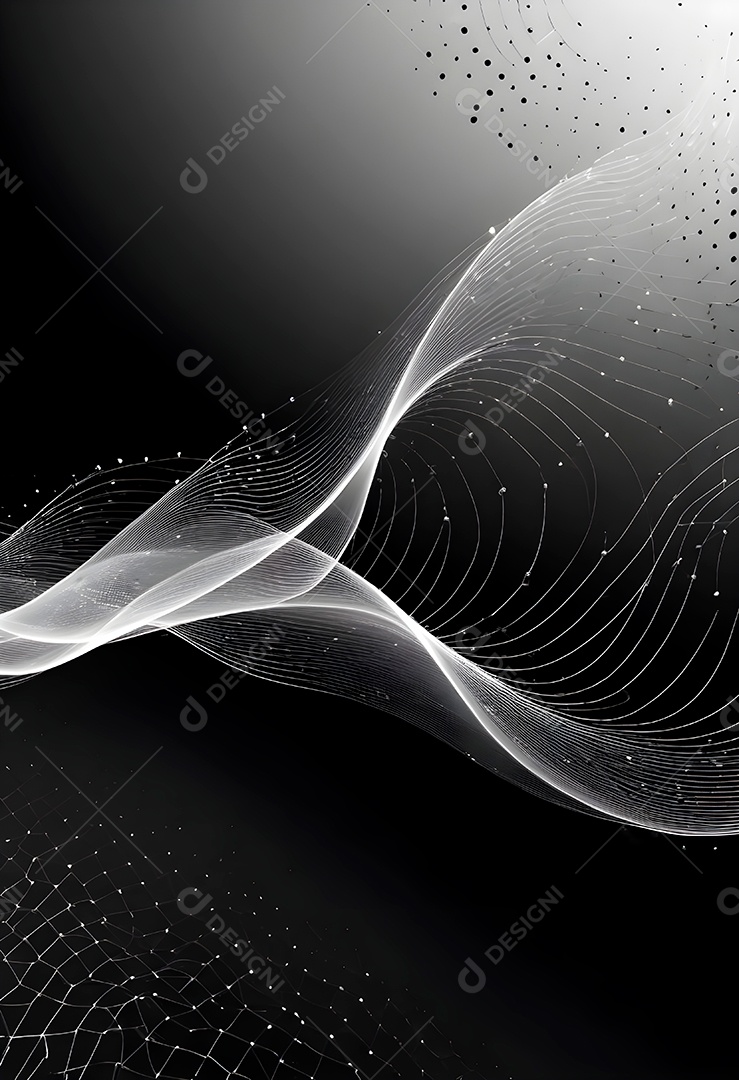 Ponto de ponto abstrato conecta-se com linha de gradiente e design de linha de onda intrincada estética rede social de internacionalização ou conceito de tecnologia de conexão de big data de negócios