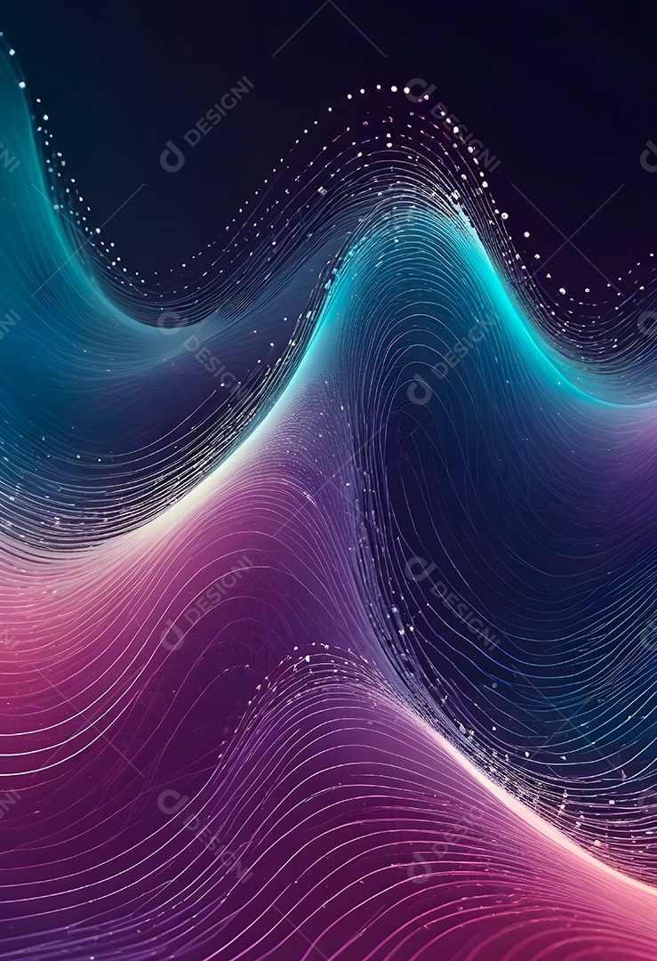 Ponto de ponto abstrato conecta-se com linha de gradiente e design de linha de onda intrincada estética rede social de internacionalização ou conceito de tecnologia de conexão de big data de negócios