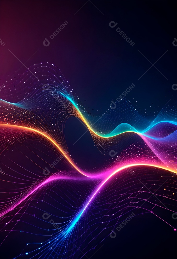 Ponto de ponto abstrato conecta-se com linha de gradiente e design de linha de onda intrincada estética rede social de internacionalização ou conceito de tecnologia de conexão de big data de negócios