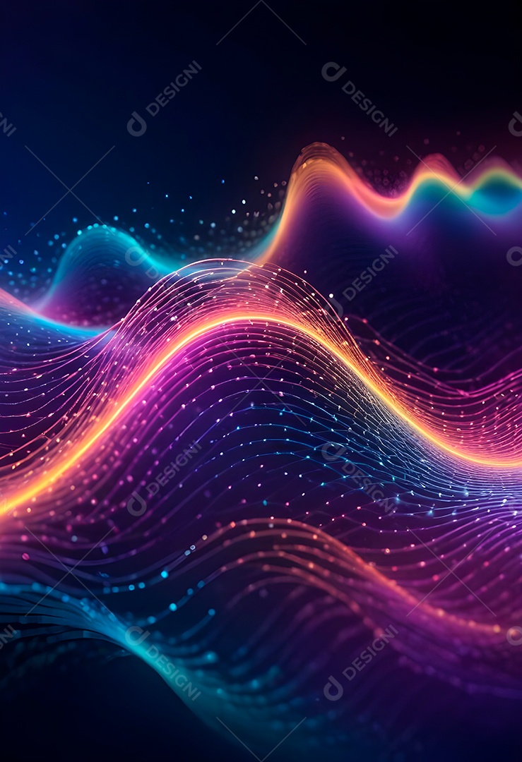 Ponto de ponto abstrato conecta-se com linha de gradiente e design de linha de onda intrincada estética rede social de internacionalização ou conceito de tecnologia de conexão de big data de negócios