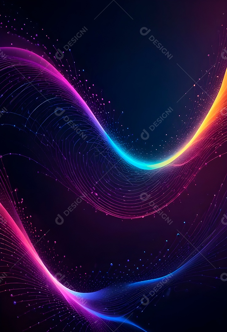 Ponto de ponto abstrato conecta-se com linha de gradiente e design de linha de onda intrincada estética rede social de internacionalização ou conceito de tecnologia de conexão de big data de negócios