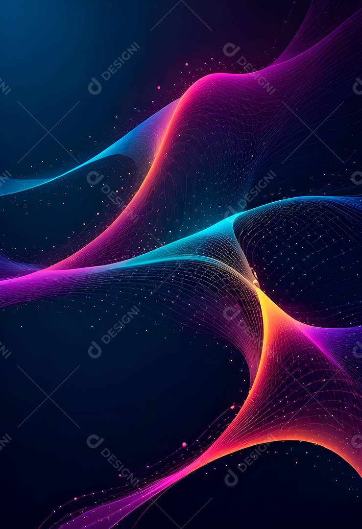 Ponto de ponto abstrato conecta-se com linha de gradiente e design de linha de onda intrincada estética rede social de internacionalização ou conceito de tecnologia de conexão de big data de negócios