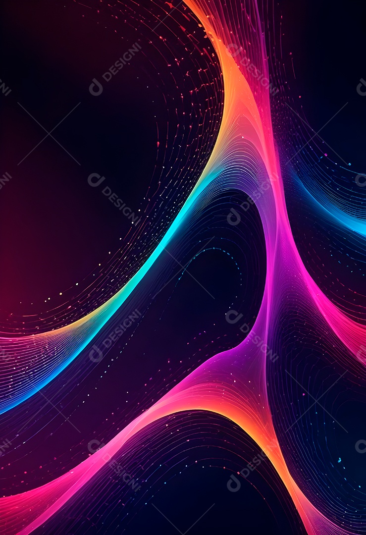 Ponto de ponto abstrato conecta-se com linha de gradiente e design de linha de onda intrincada estética rede social de internacionalização ou conceito de tecnologia de conexão de big data de negócios