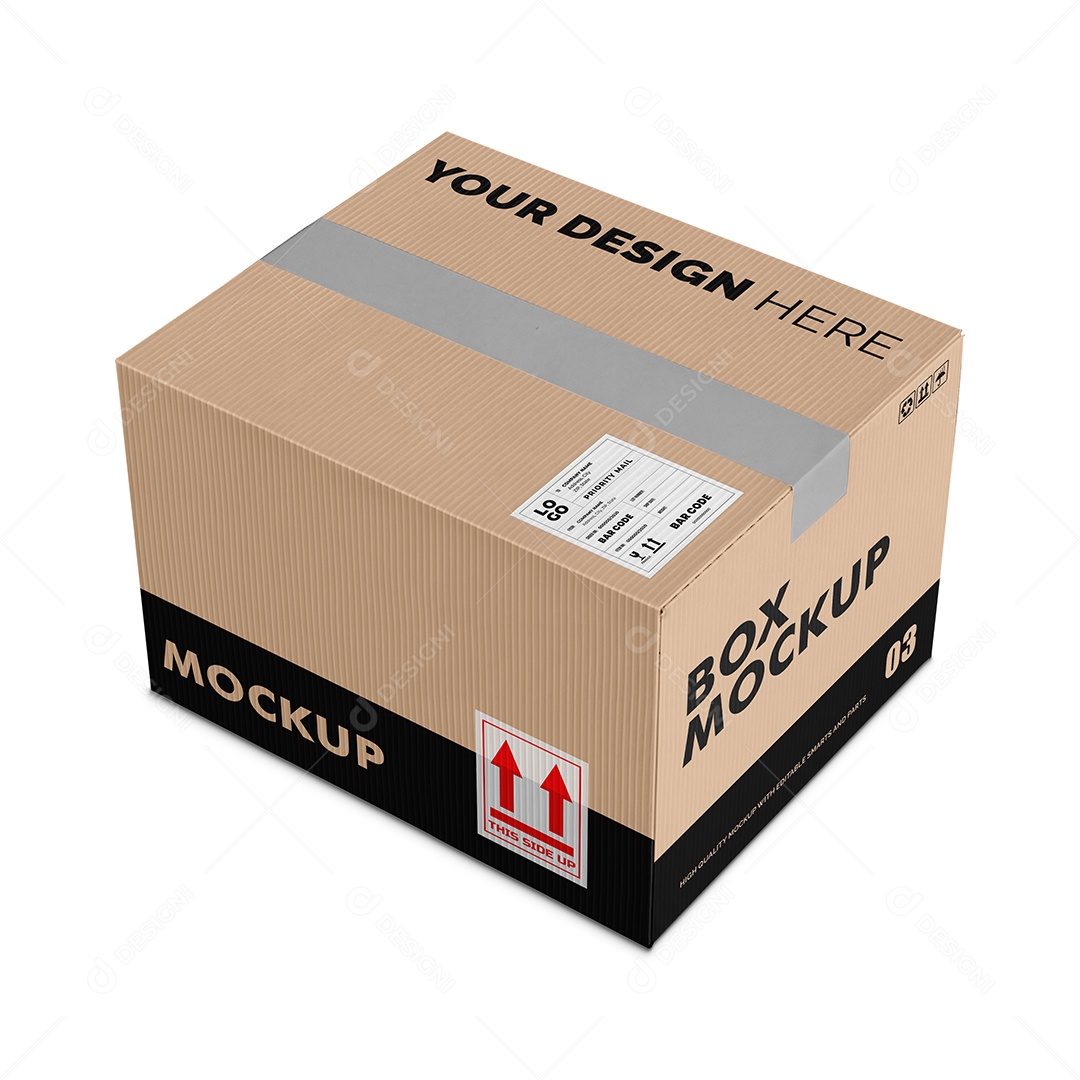 Caixa de Papelão Mockup PSD Editável