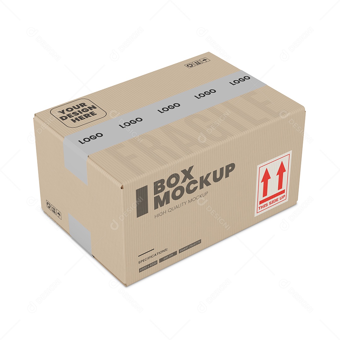 Caixa de Papelão Mockup PSD Editável