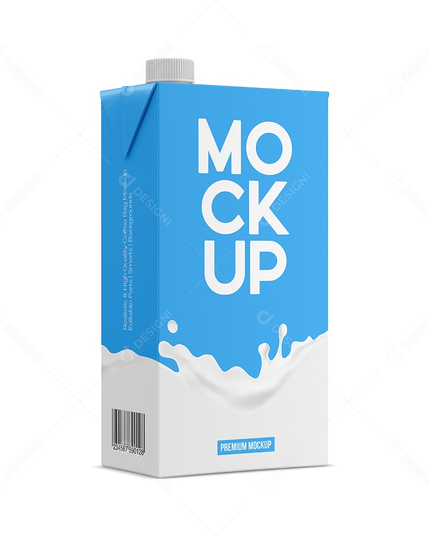Embalagem de Caixa de Leite PSD Editável Mockup