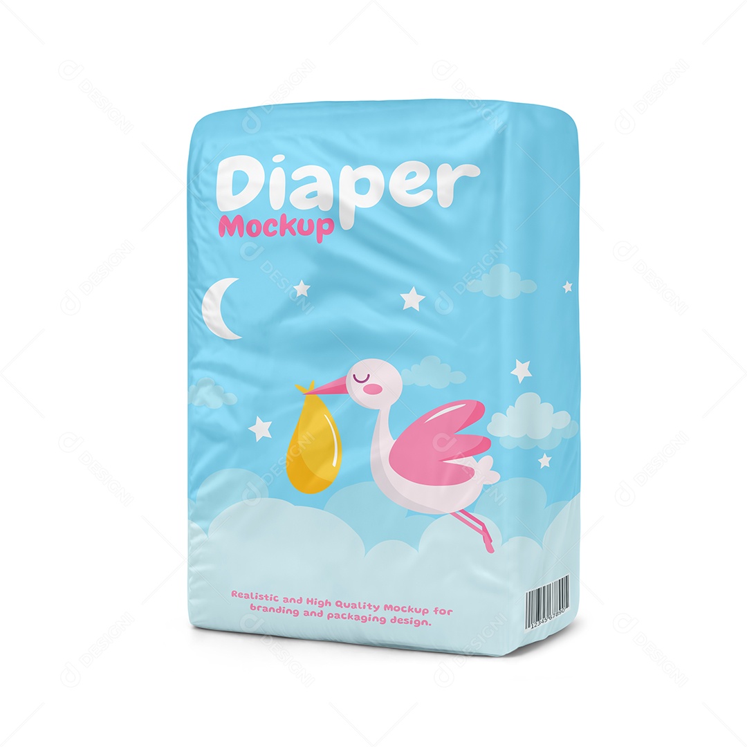 Embalagem de Fralda PSD Editável Mockup