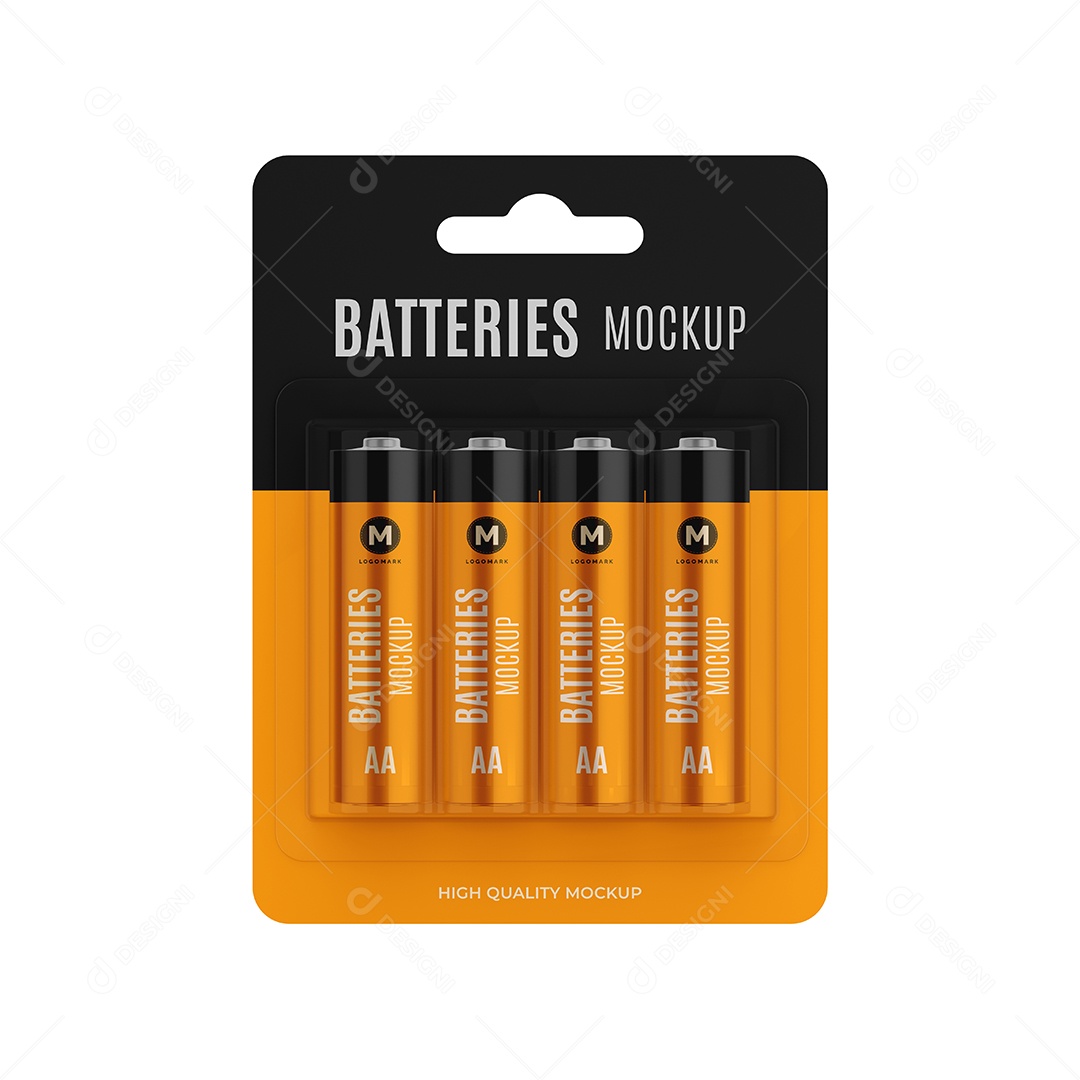 Embalagem de Pilhas PSD Editável Mockup