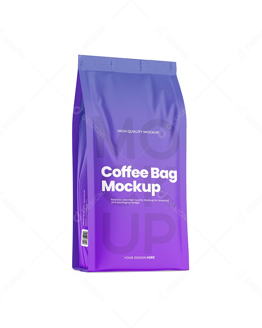 Embalagem Fosca de Café com Visão da Lateral PSD Editável Mockup