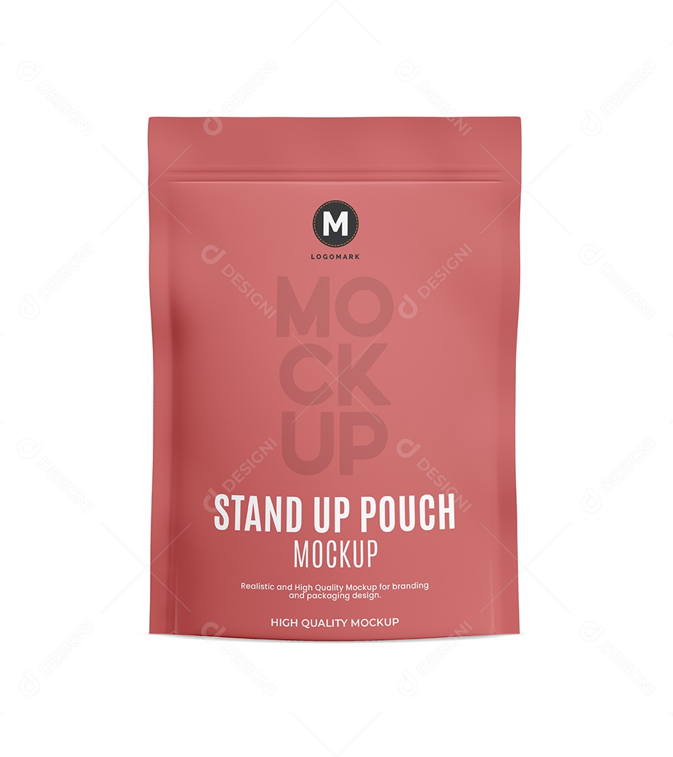 Embalagem Tipo Pouch Fosca PSD Editável Mockup