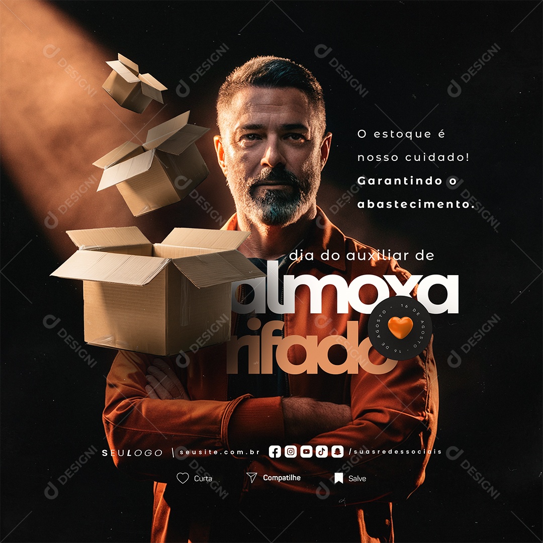 Dia do Auxiliar de Almoxarifado 16 de Agosto Social Media PSD Editável