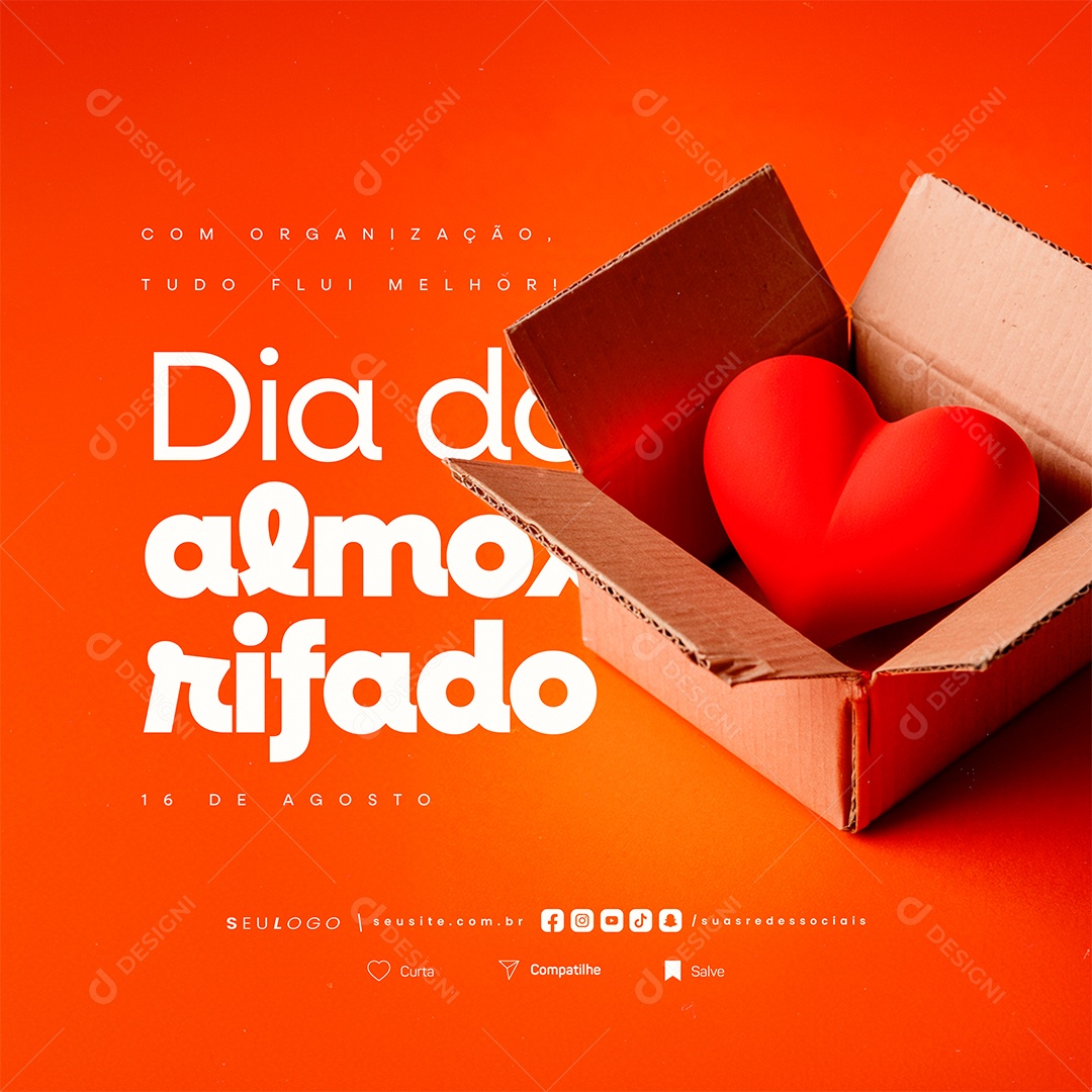 Dia do Auxiliar de Almoxarifado 16 de Agosto com Organização Social Media PSD Editável
