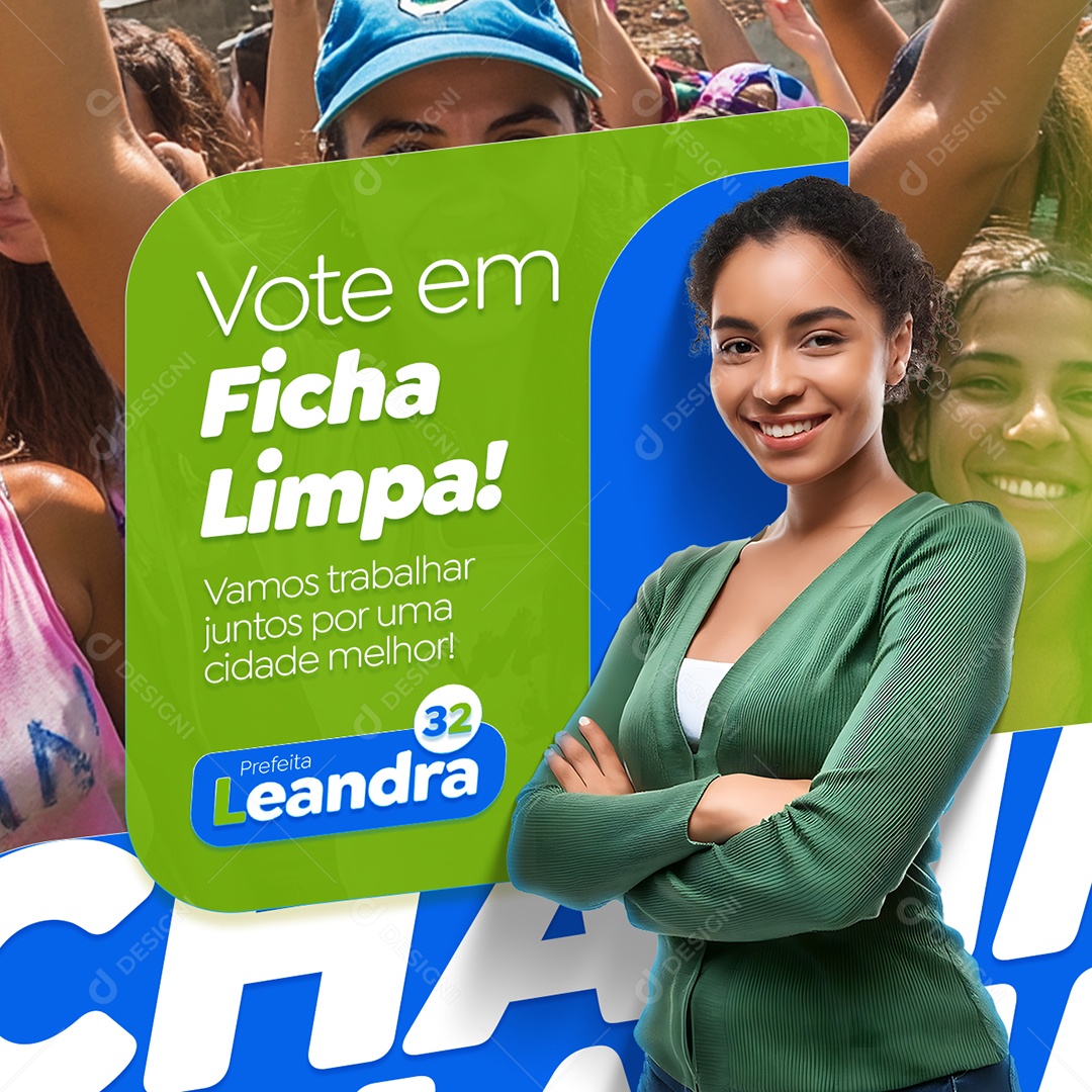 Campanha Política Prefeita Leandra Social Media PSD Editável