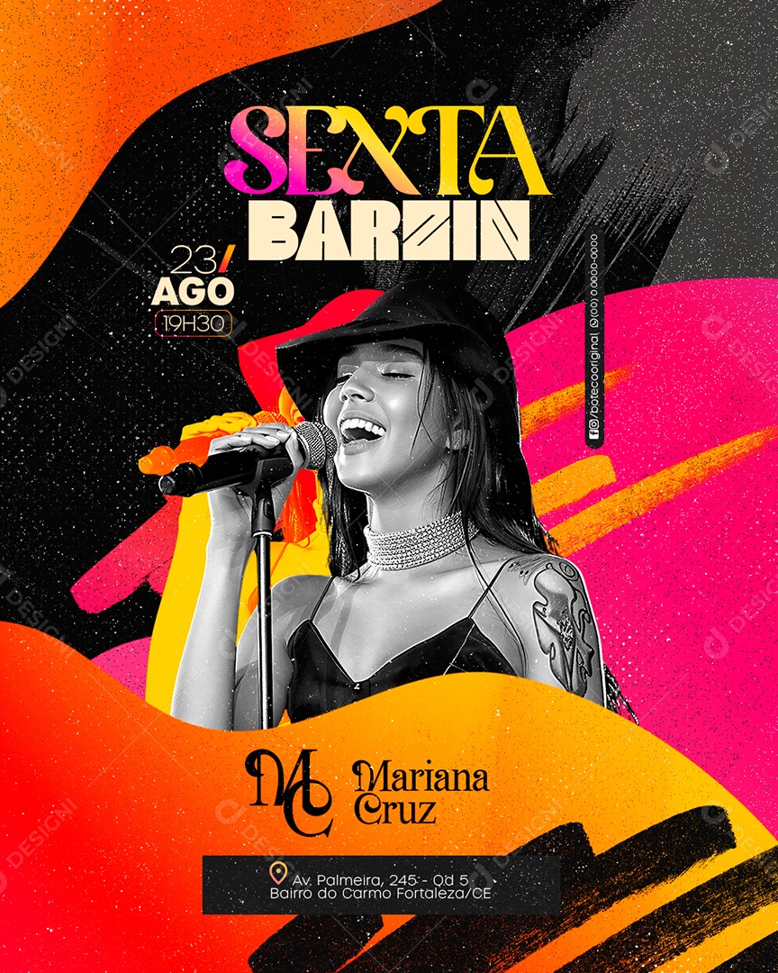 Flyer Sexta Barzin Mariana Cruz Social Media PSD Editável