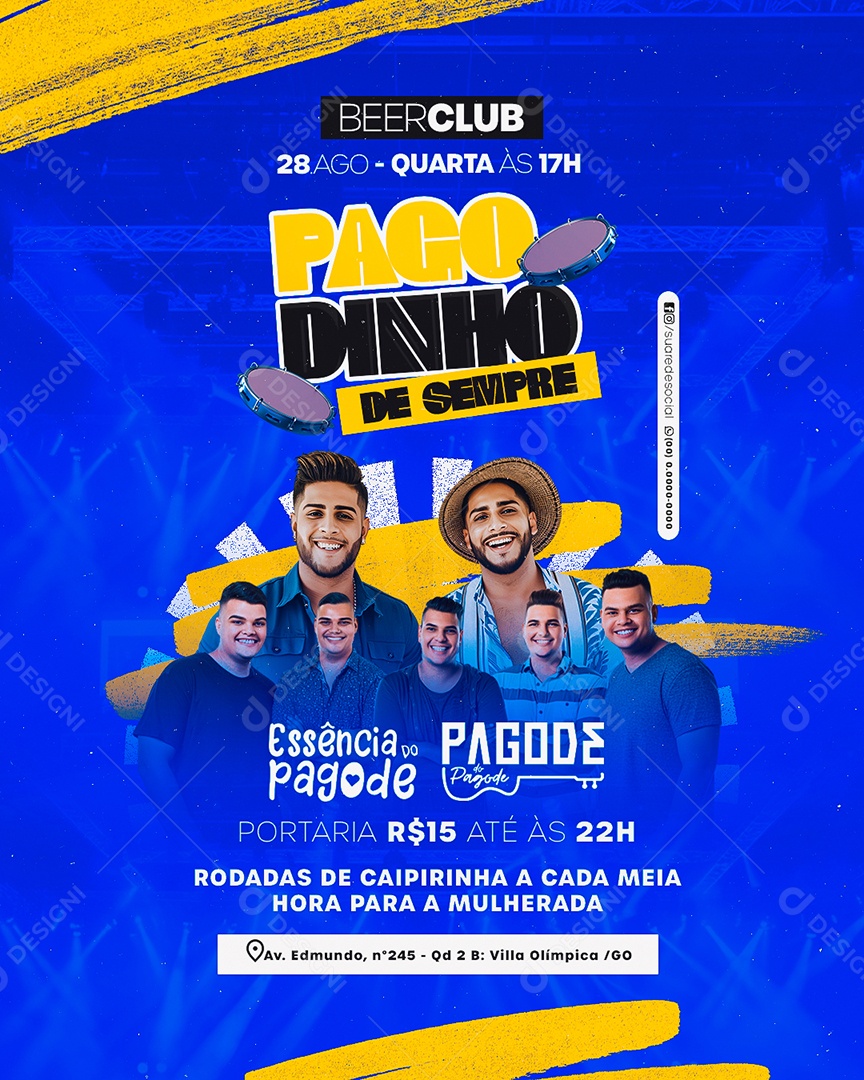 Flyer Pagodinho de Sempre Essência do Pagode Social Media PSD Editável