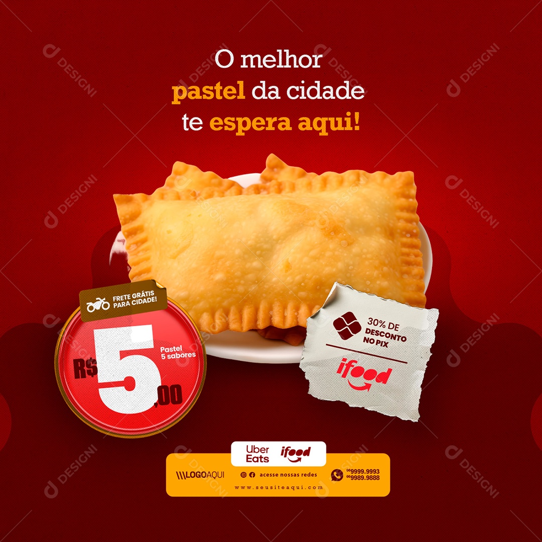 Pastelaria O Melhor Pastel da Cidade Social Media PSD Editável