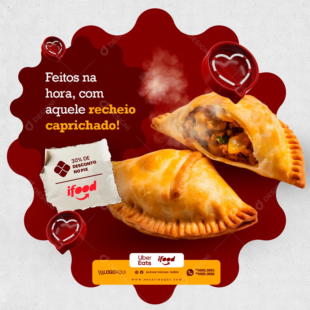 Pastelaria Feitos na Hora Social Media PSD Editável