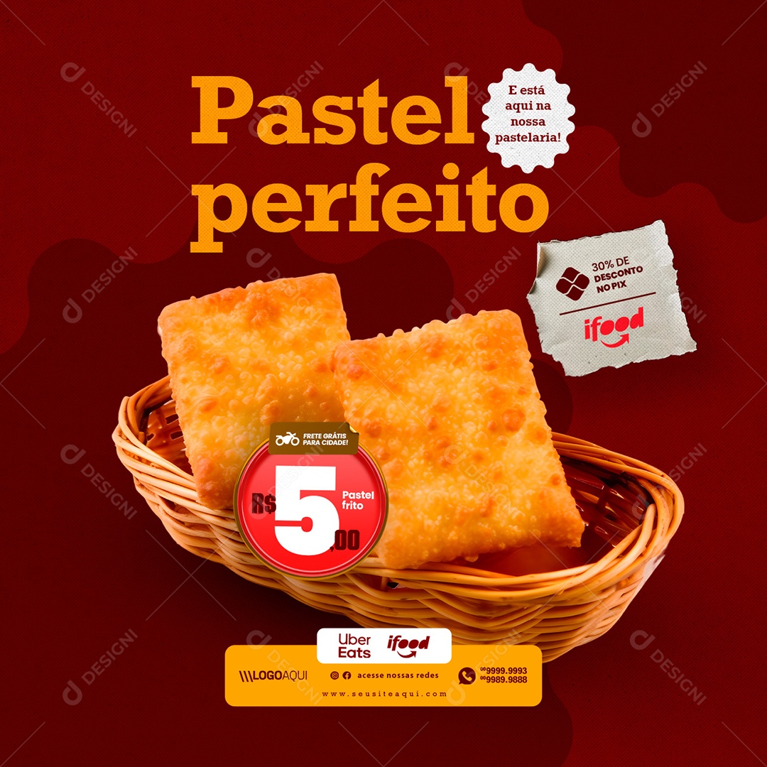 Pastelaria Pastel Perfeito Social Media PSD Editável