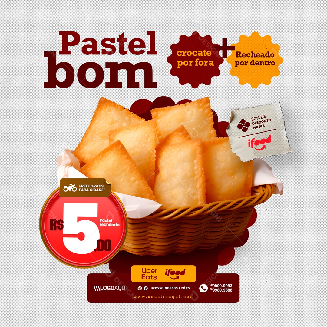 Pastelaria Pastel Bom Social Media PSD Editável