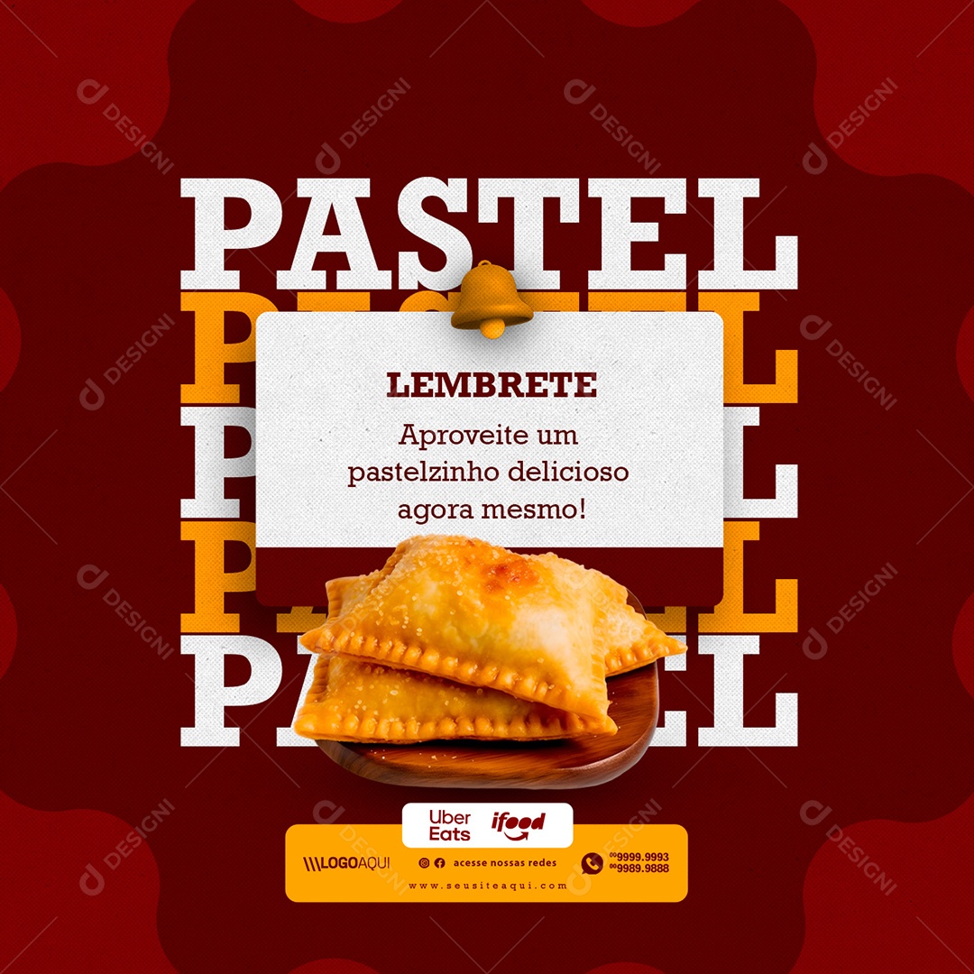 Pastelaria Pastel Lembrete Social Media PSD Editável