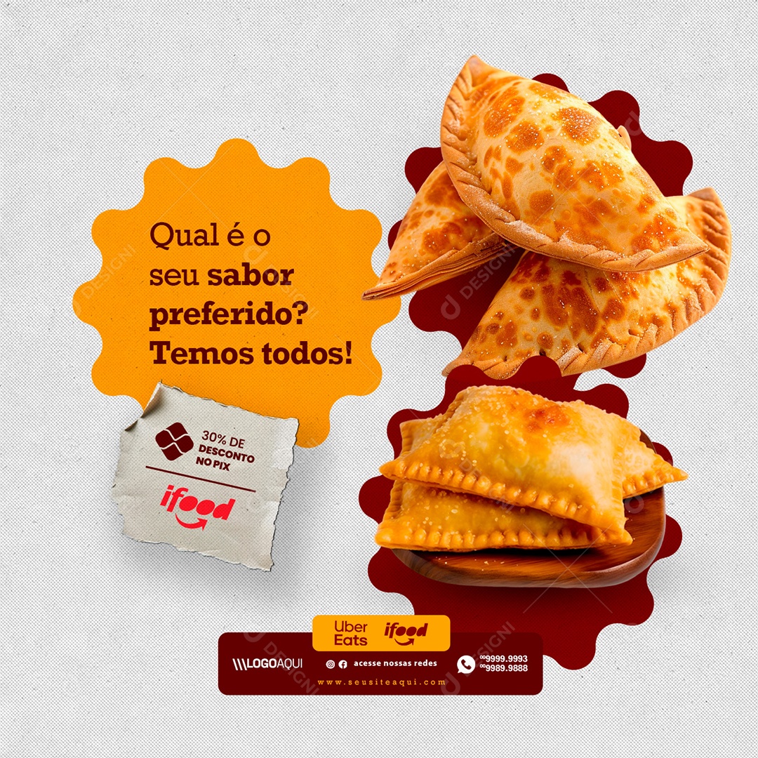 Pastelaria Qual é o Seu Sabor Preferido Social Media PSD Editável