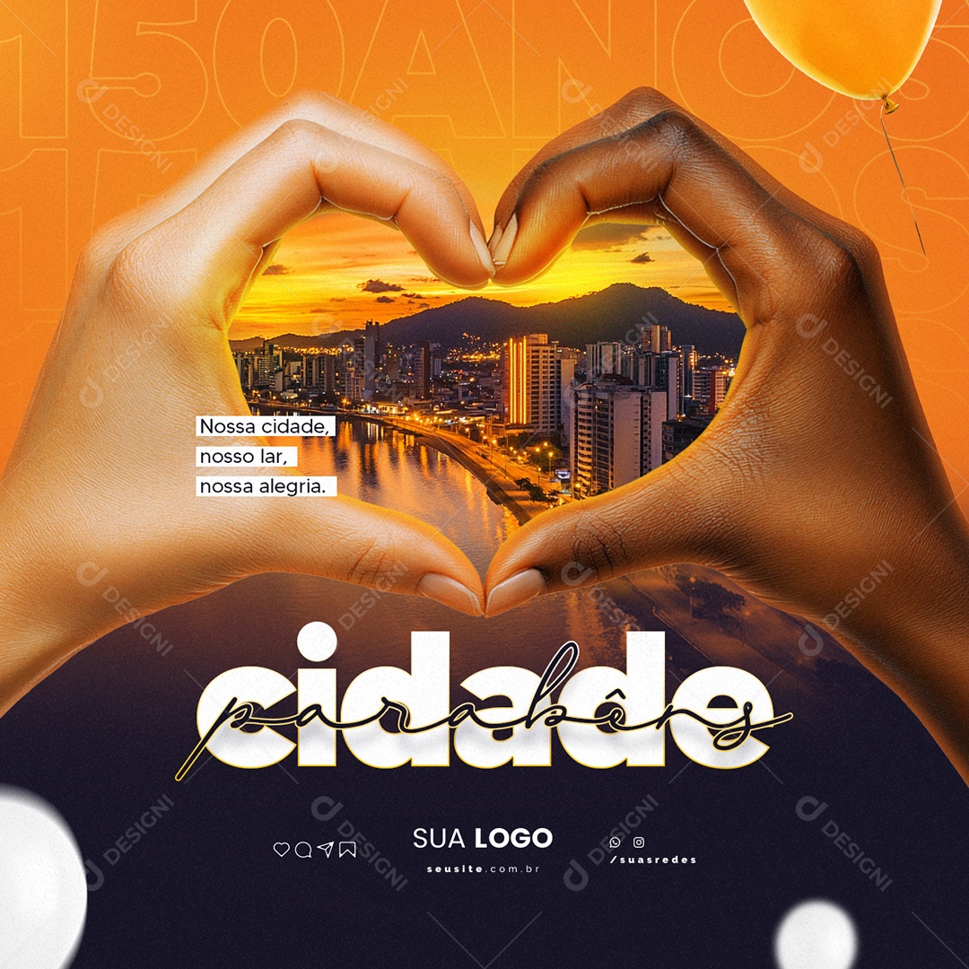 Aniversário Parabéns Cidade Social Media PSD Editável